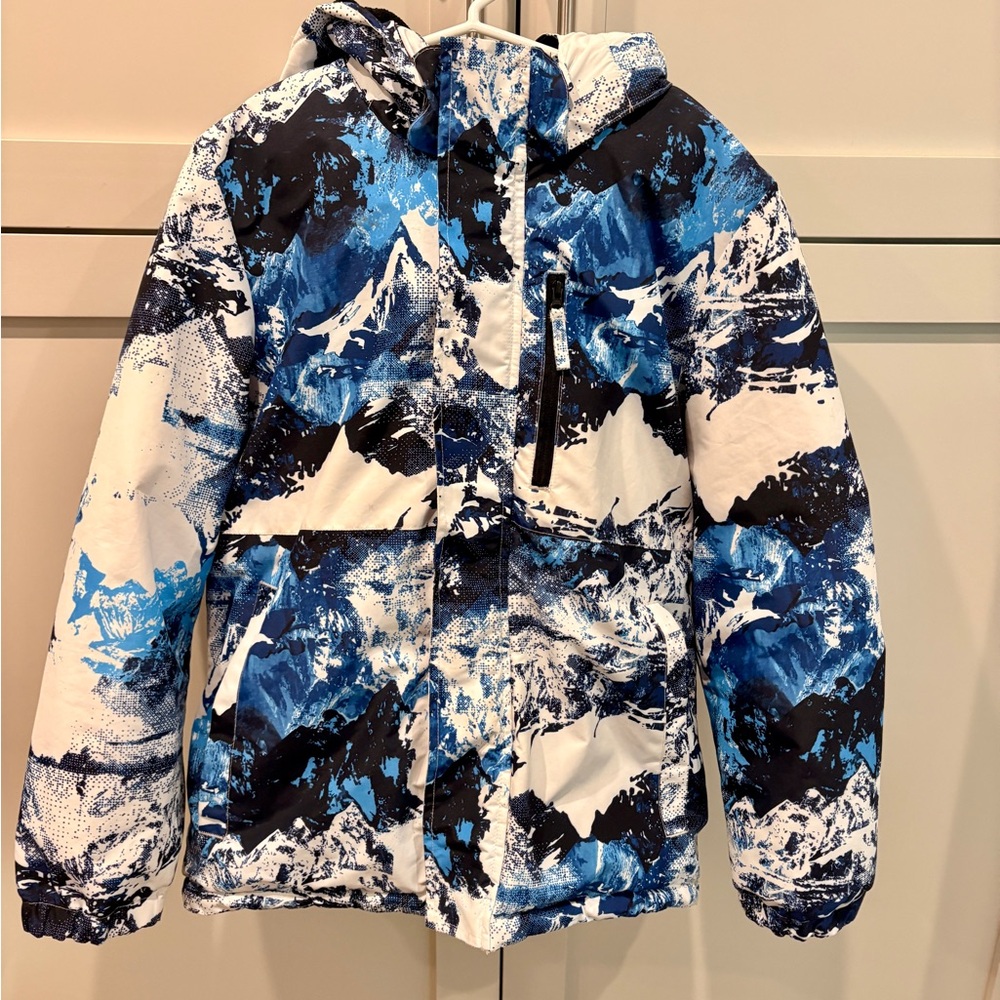 Blue and White Abstract Print Jacket